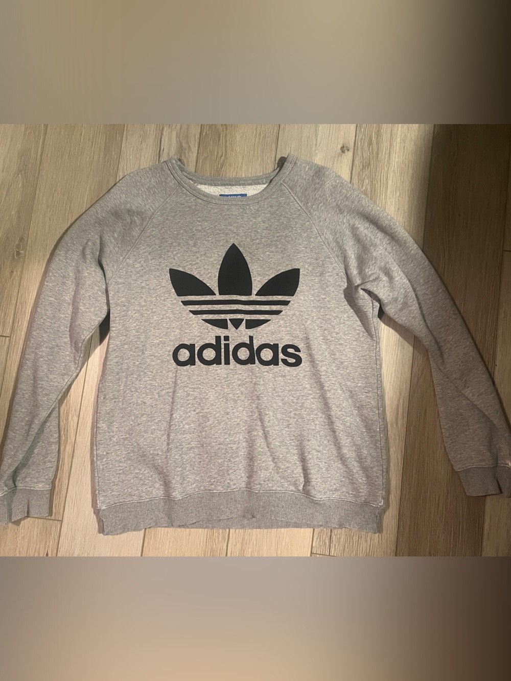 adidas Grey Crewneck Sweatshirt with Black Trefoil Logo